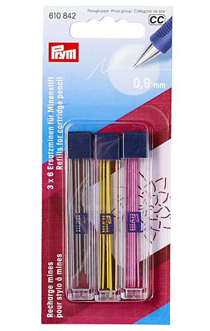 Грифели желтые, черные и розовые для механического карандаша 0.9мм 18шт