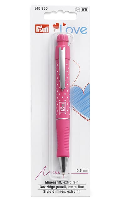Механический карандаш Prym Love, розовый, с розовыми грифелями 0.9мм