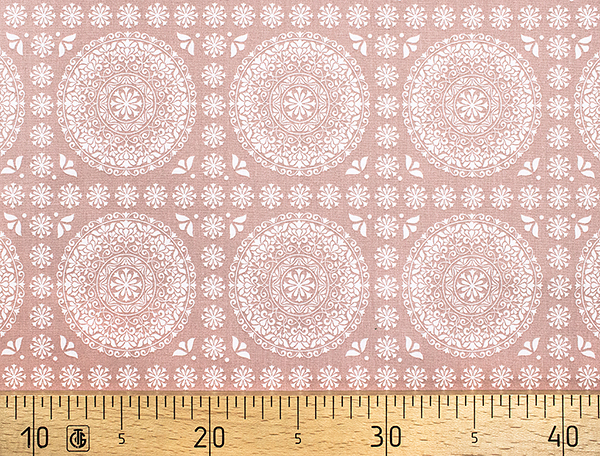 Ткань Gütermann Marrakesch (дымчато-розовый/белая мандала) 