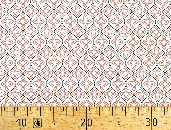 Ткань Gütermann Marrakesch (дымчато-розовый восточный ромбовидный узор на белом) 