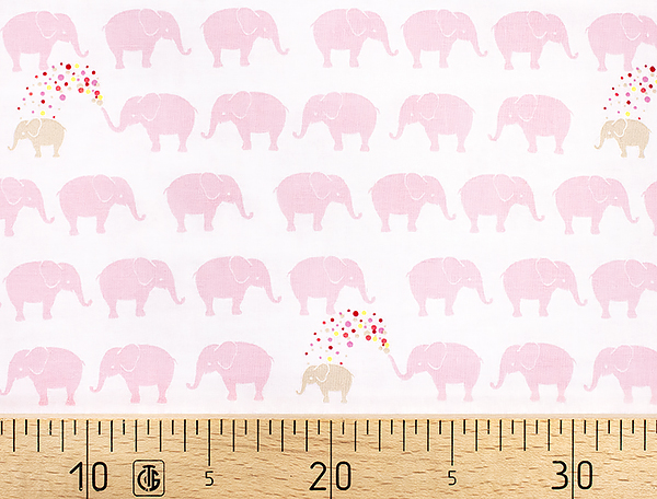 Ткань Gütermann Circus (розовые слоны на белом) 