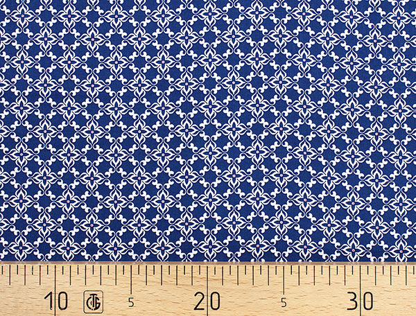 Ткань Gütermann Blooms (белый ромбовидный узор на синем) 