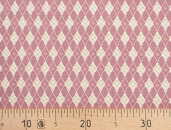 Ткань Gütermann Pemberley (темно-розовый/бежевые ромбы в клетку) 