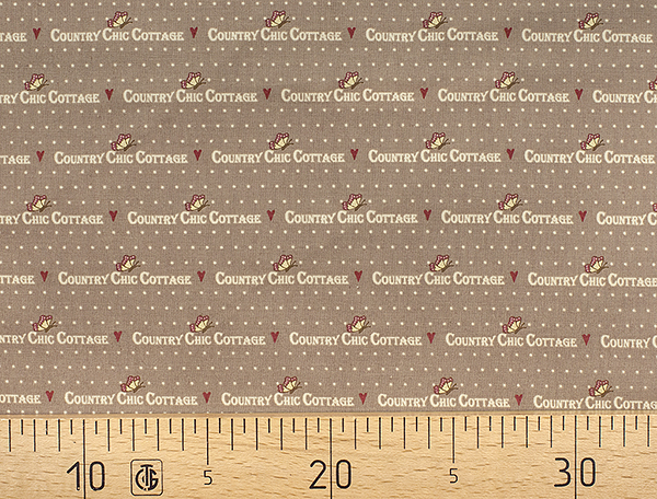Ткань Gütermann Country Chic Cottage (коричневый с текстом) 