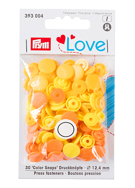 Кнопки Prym Love  "Color Snaps" круглые оранжевые, желтые, светло-желтые 