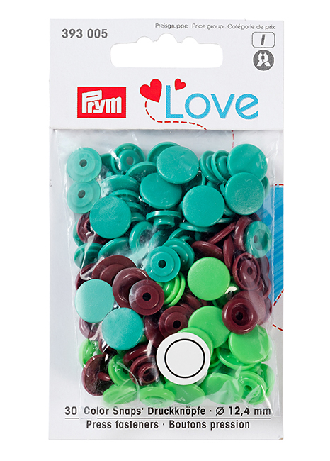 Кнопки Prym Love  "Color Snaps" круглые зеленые, темно-зеленые, коричневые 