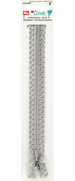 Молния Prym Love S11 декоративная потайная 40 см серебристо-серая 