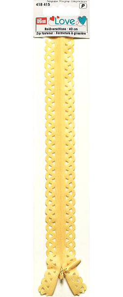 Молния Prym Love S11 декоративная потайная 40 см светло-желтая 
