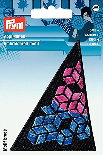 Аппликация Треугольник 60х60мм черный/синий/розовый 