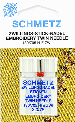 Двойная игла для вышивки NM75 NE2.0 Schmetz 130/705H-E ZWI 1 шт 