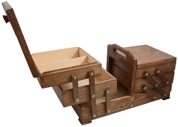 Шкатулка буковая 3-х ярусная, коричневая 36х18х22 - №1