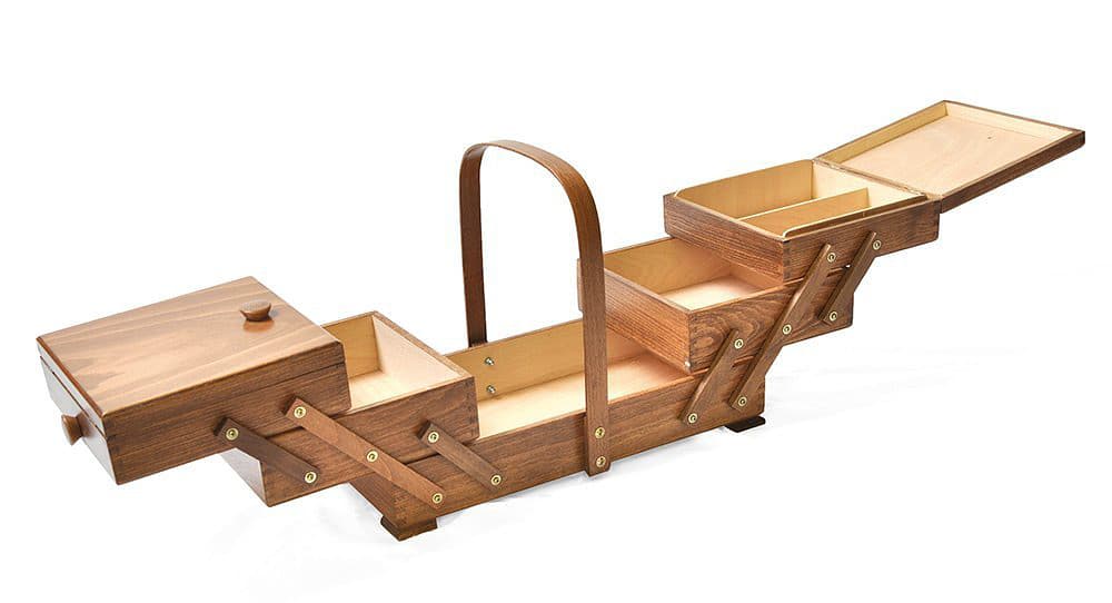 Шкатулка буковая 3-х ярусная светло-коричневая 33х21х31 - №1