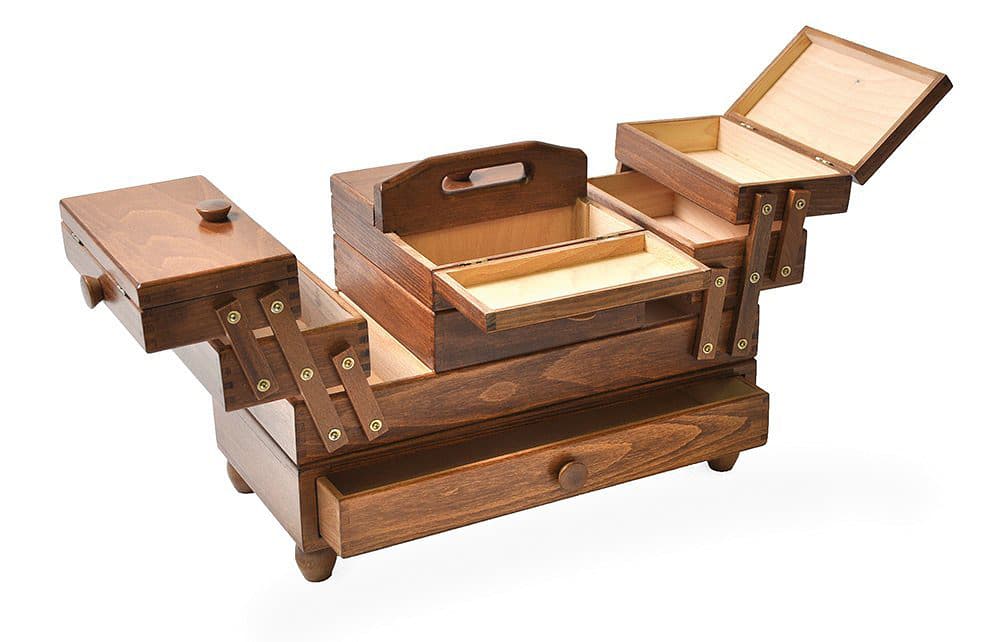 Шкатулка буковая 4-х ярусная светло-коричневая 45х24х32 - №1