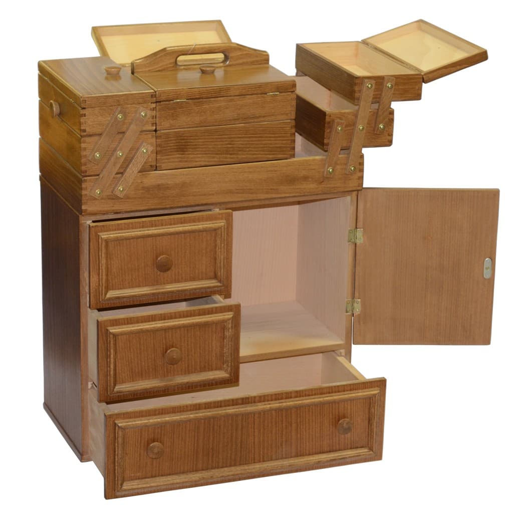 Шкатулка буковая напольная 6-ти ярусная коричневая 50х28х73 - №1