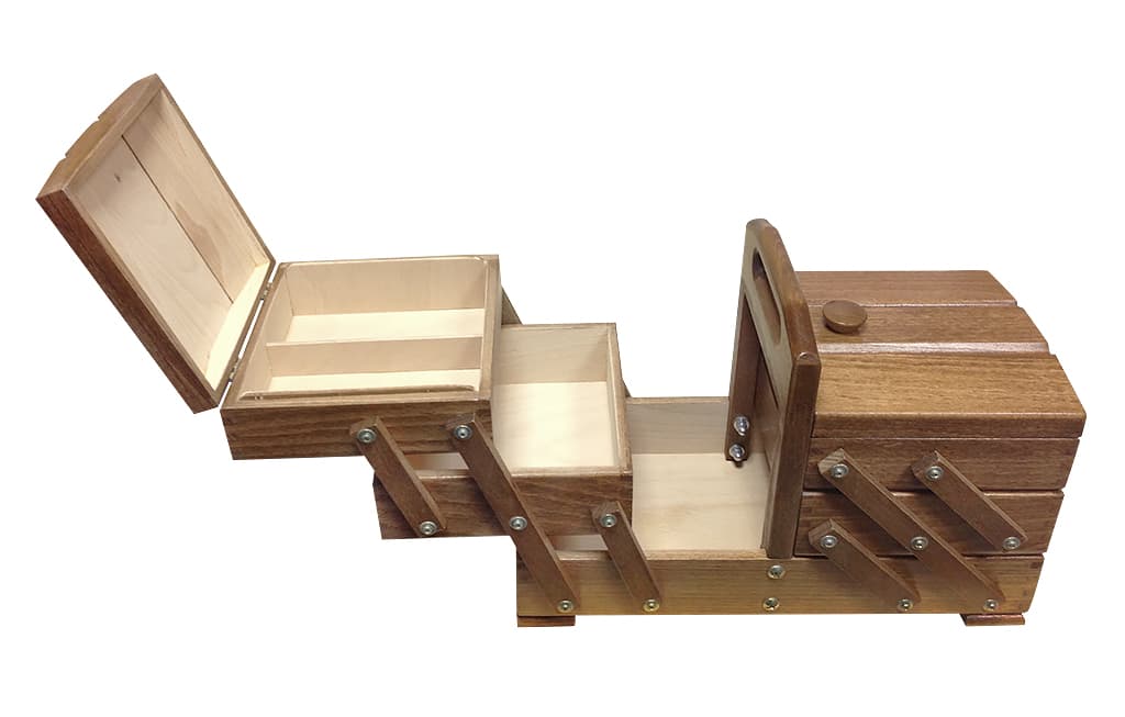 Шкатулка буковая 3-х ярусная, коричневая, 34х16х28 - №1