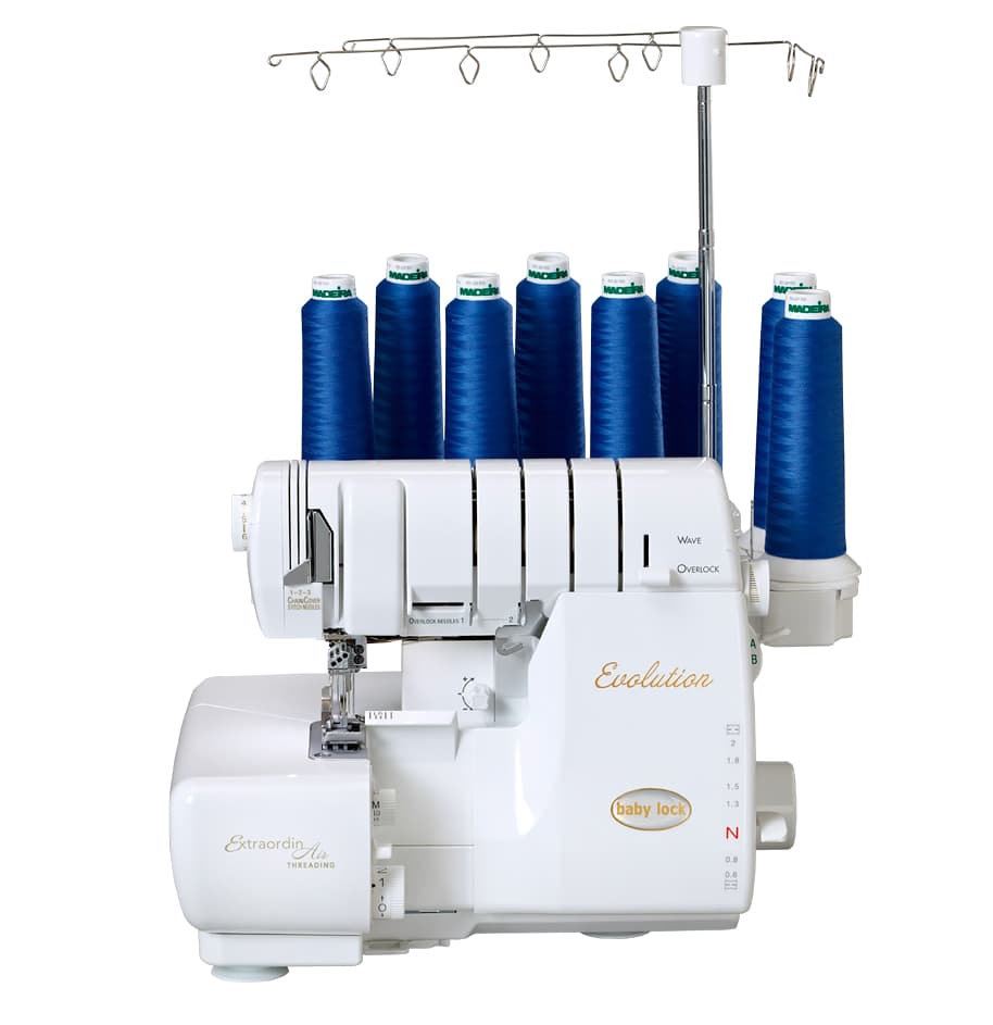 8-ми (4, 3, 2-x) - ниточный оверлок + 3-х игольная 4-х ниточная плоскошовная машина (коверлок) BabyLock Evolution BLE8W-2