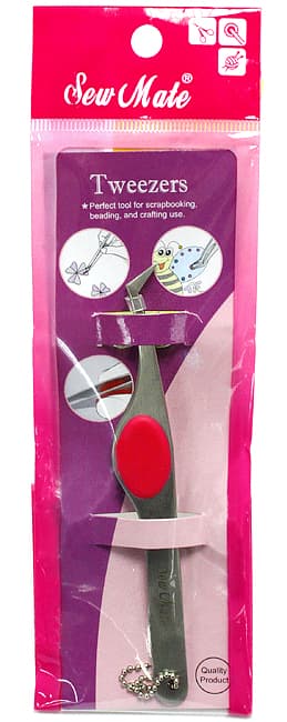 Пинцет для страз SewMate с мягкой ручкой и цепочкой
