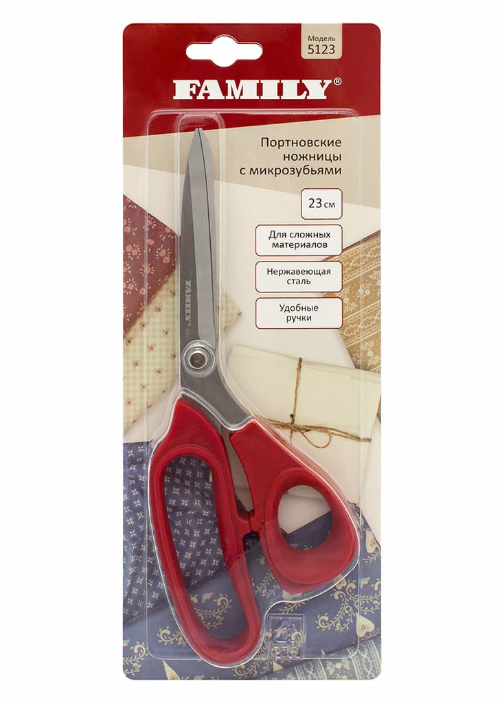 Ножницы Family портновские с микрозубьями для сложных тканей 23 см - №1
