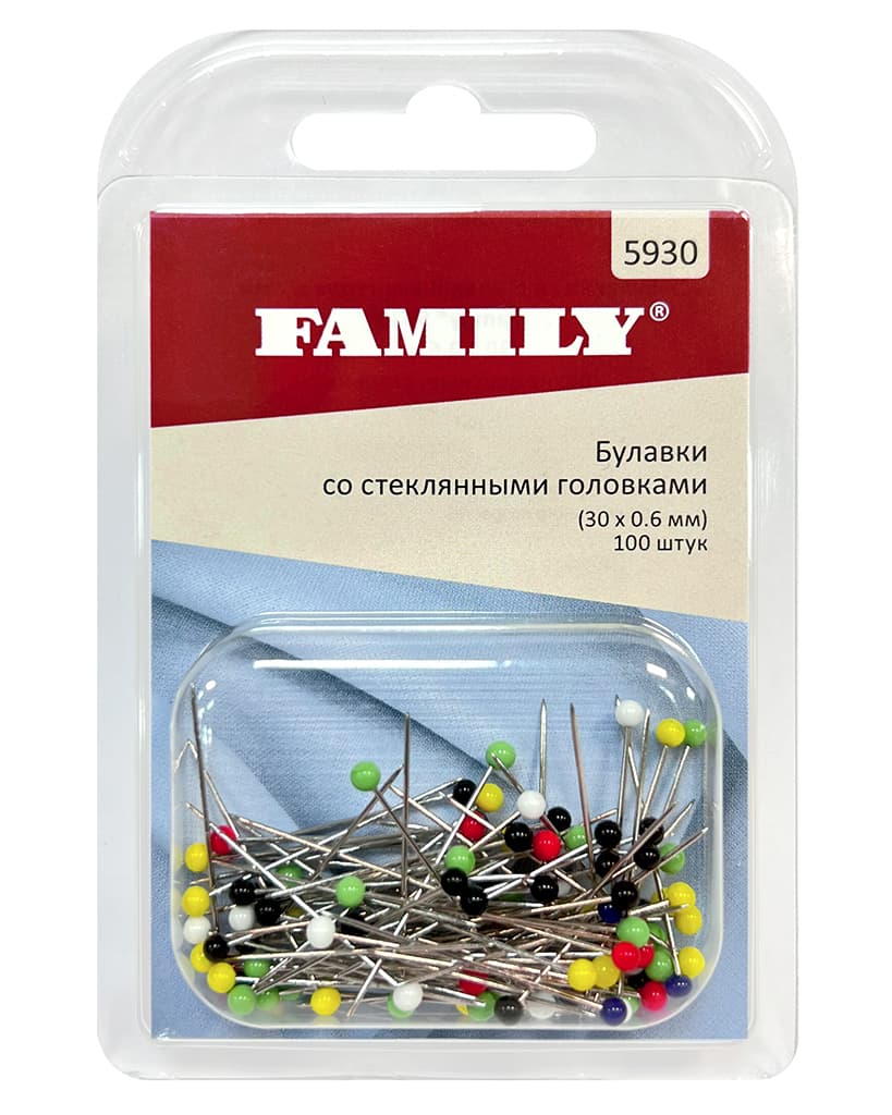 Булавки со стеклянными головками 30х0,6мм 100шт