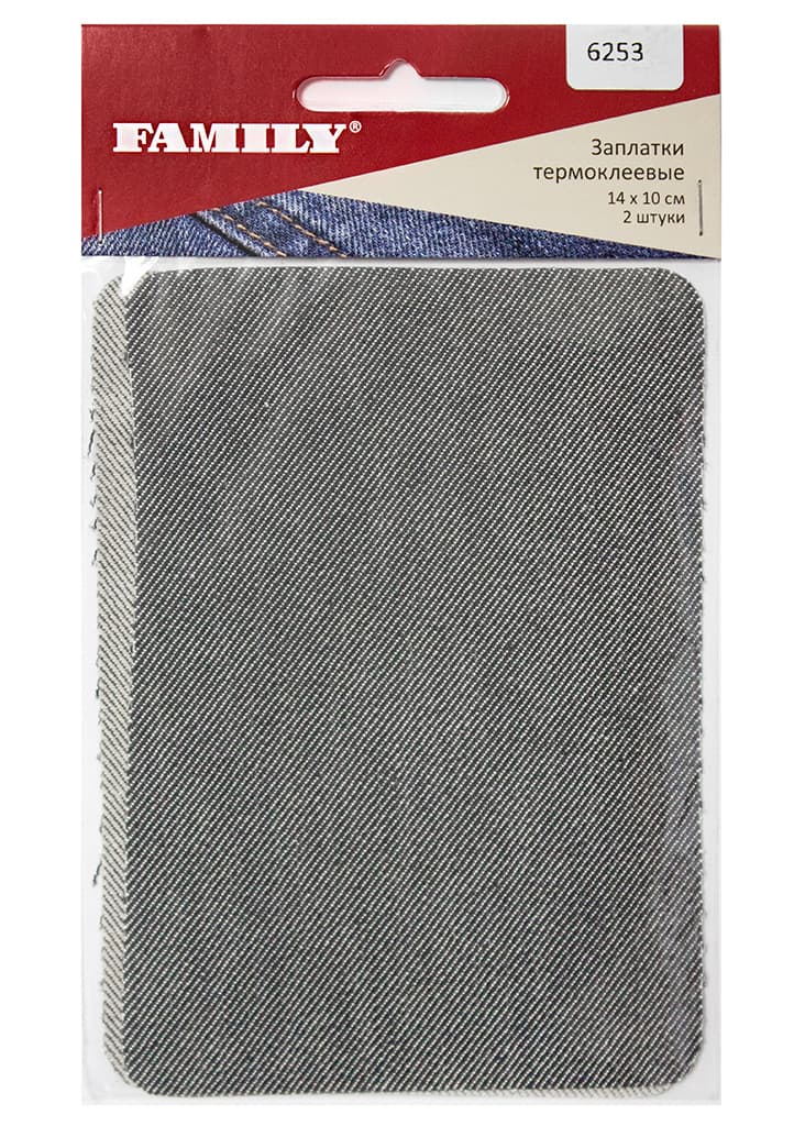 Заплатки термоклеевые джинсовые, 14 х 10 см, 2шт, серые