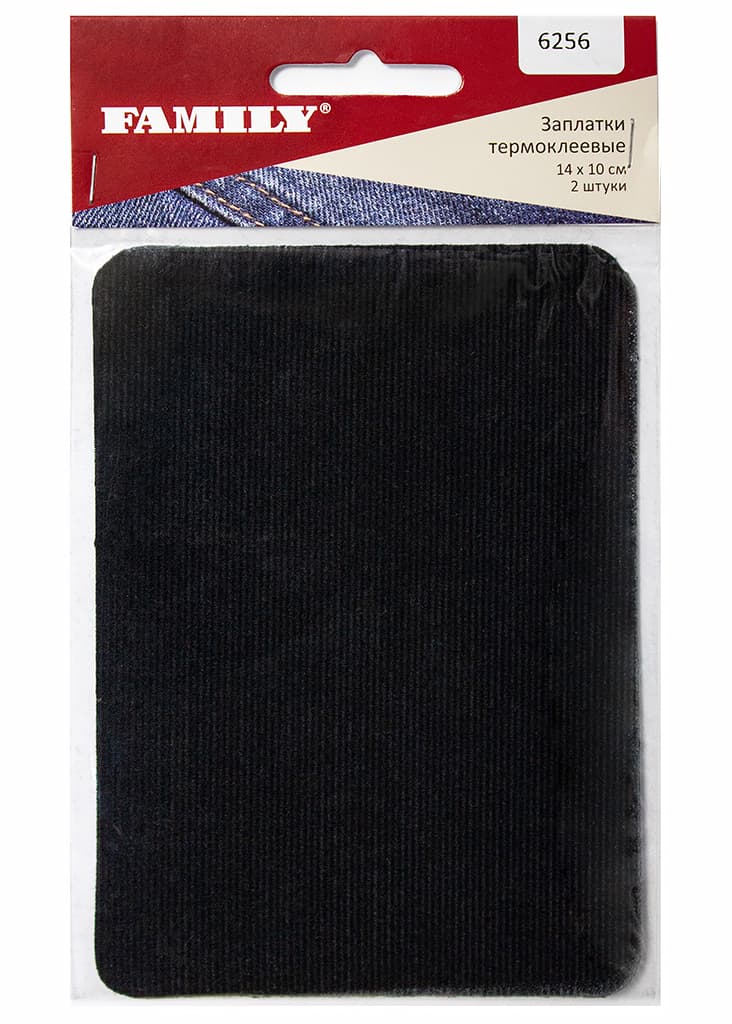 Заплатки термоклеевые вельветовые, 14 х 10 см, 2шт, чёрные