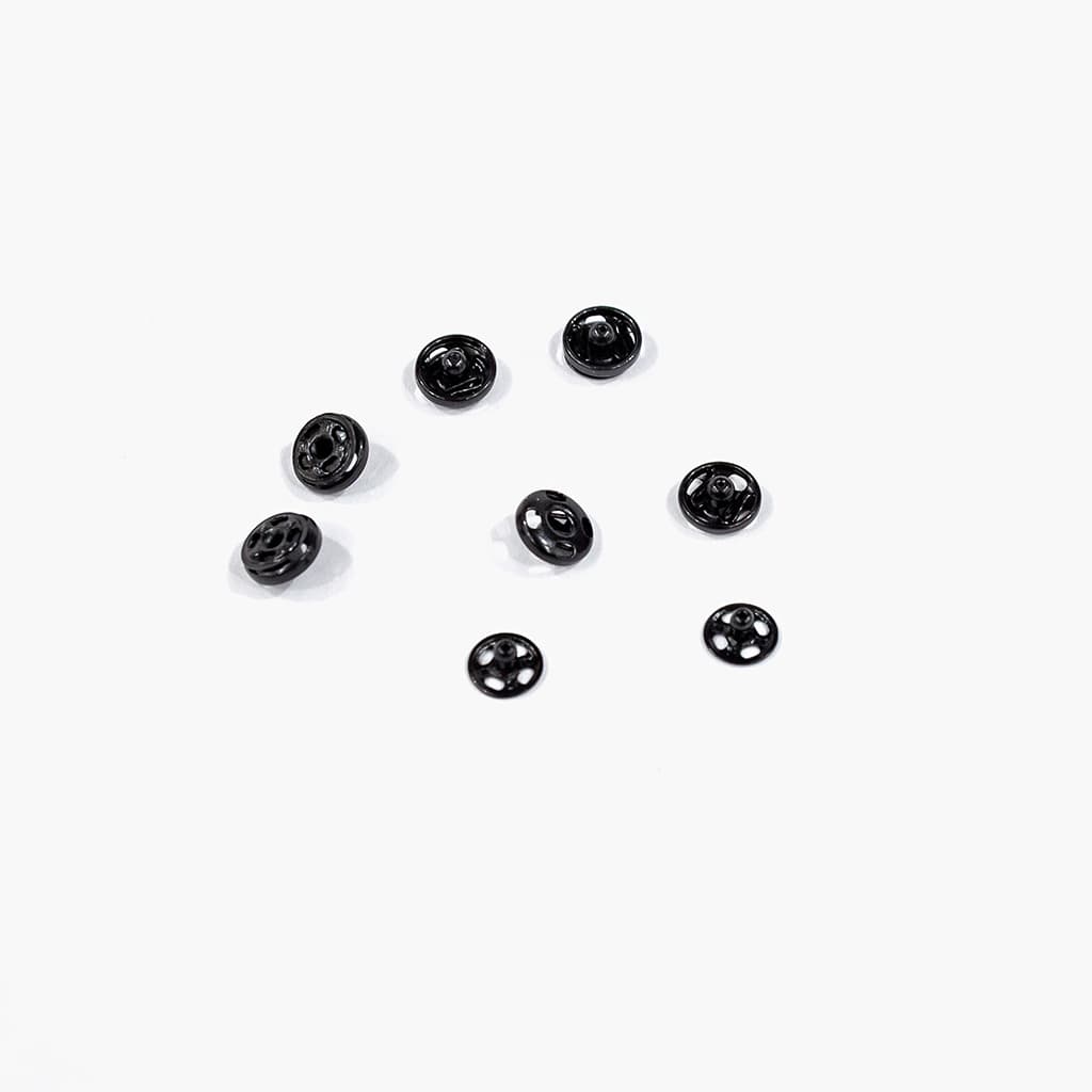 Пришивные кнопки металлические 6мм, черные, 24 шт - №1