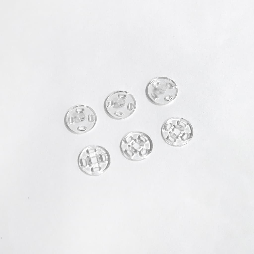 Пришивные кнопки пластиковые 10мм, прозрачные, 18 шт - №1