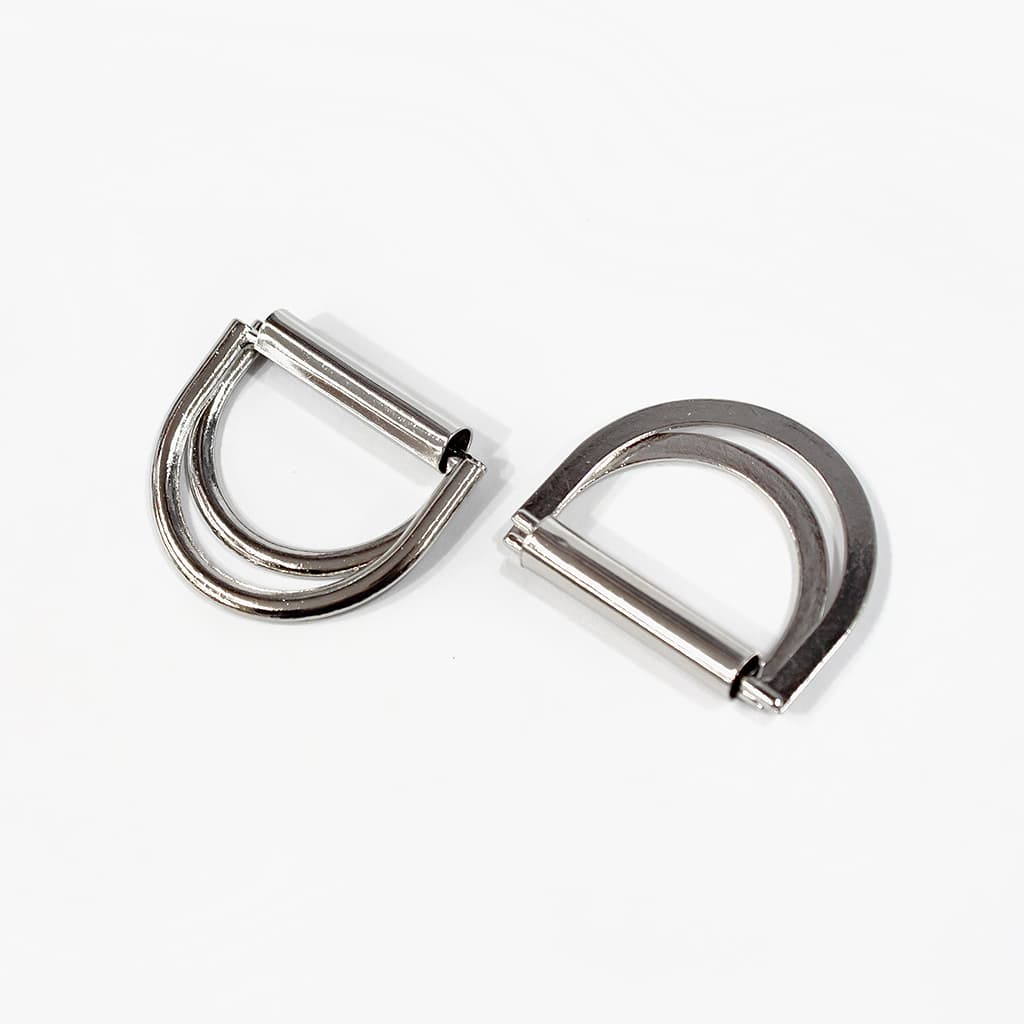 Полукольца двойные 25мм, серебристые, 2 шт - №1
