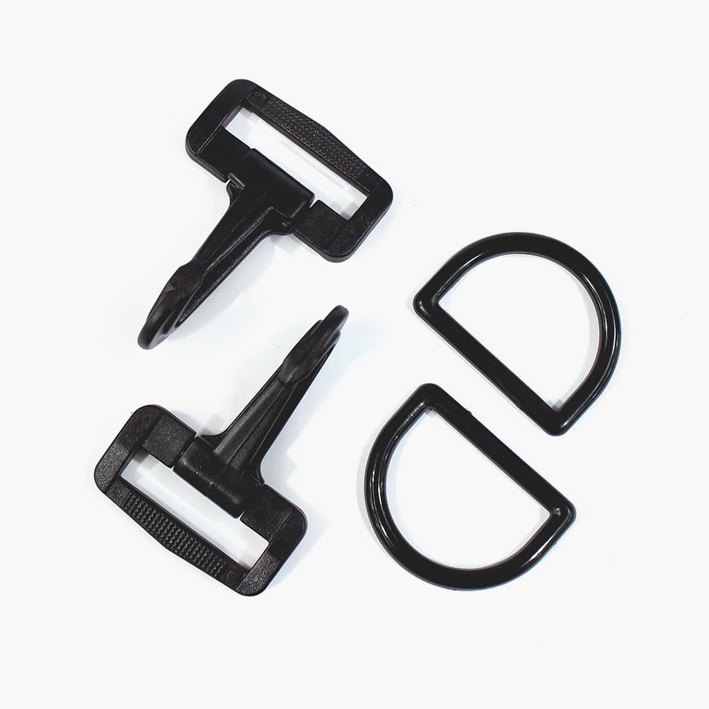 Набор фурнитуры для сумок (2 карабина + 2 полукольца), 32мм - №2