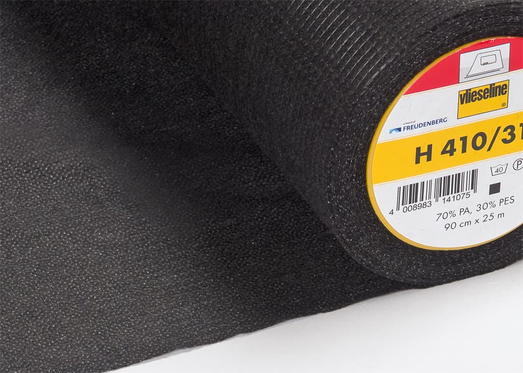 Мягкая клеевая прокладка со швами по длине Vlieseline H410 Флизелин легкий со стабилизирующими швами, черный - №1