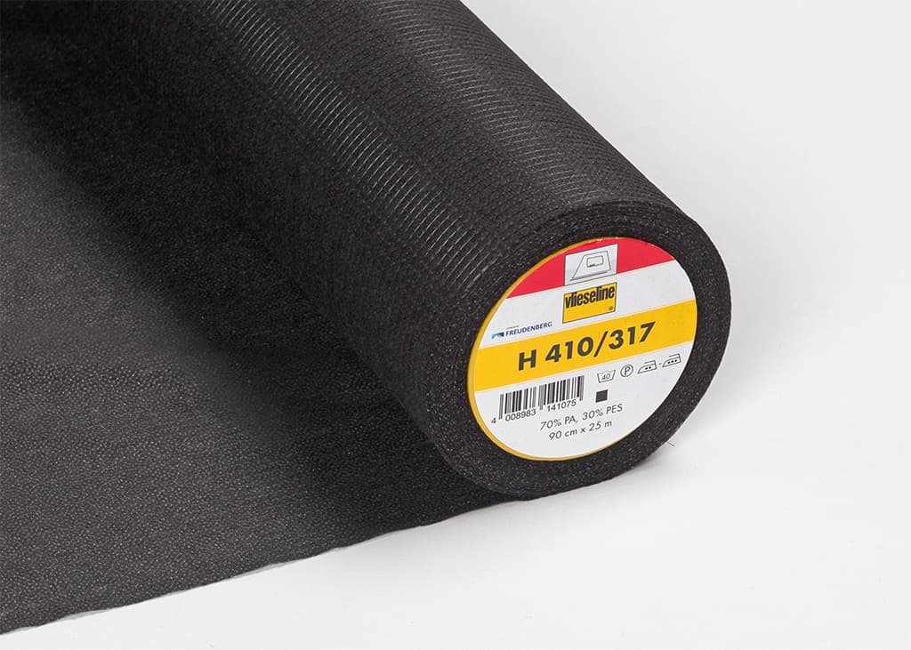 Мягкая клеевая прокладка со швами по длине Vlieseline H410 Флизелин легкий со стабилизирующими швами, черный