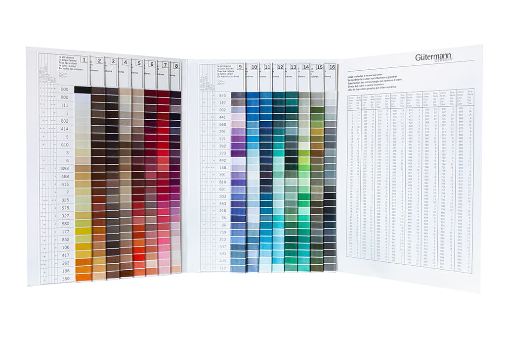 Карта цветов ниток Gütermann SewAll - №1