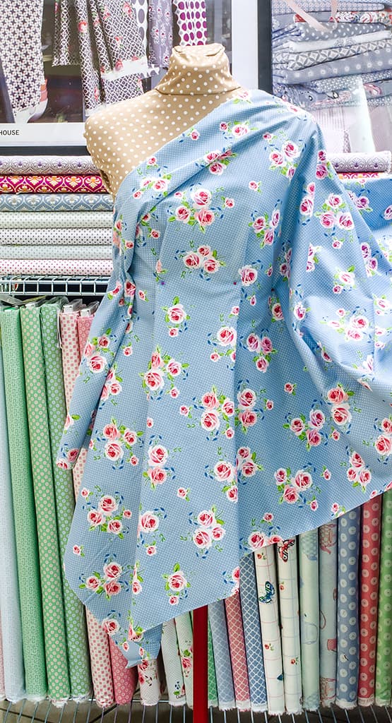 Ткань Gütermann Summer Loft (розы на голубом/белый мелкий горох) - №2