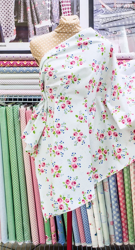 Ткань Gütermann Summer Loft (розы на белом/голубой мелкий горох) - №2