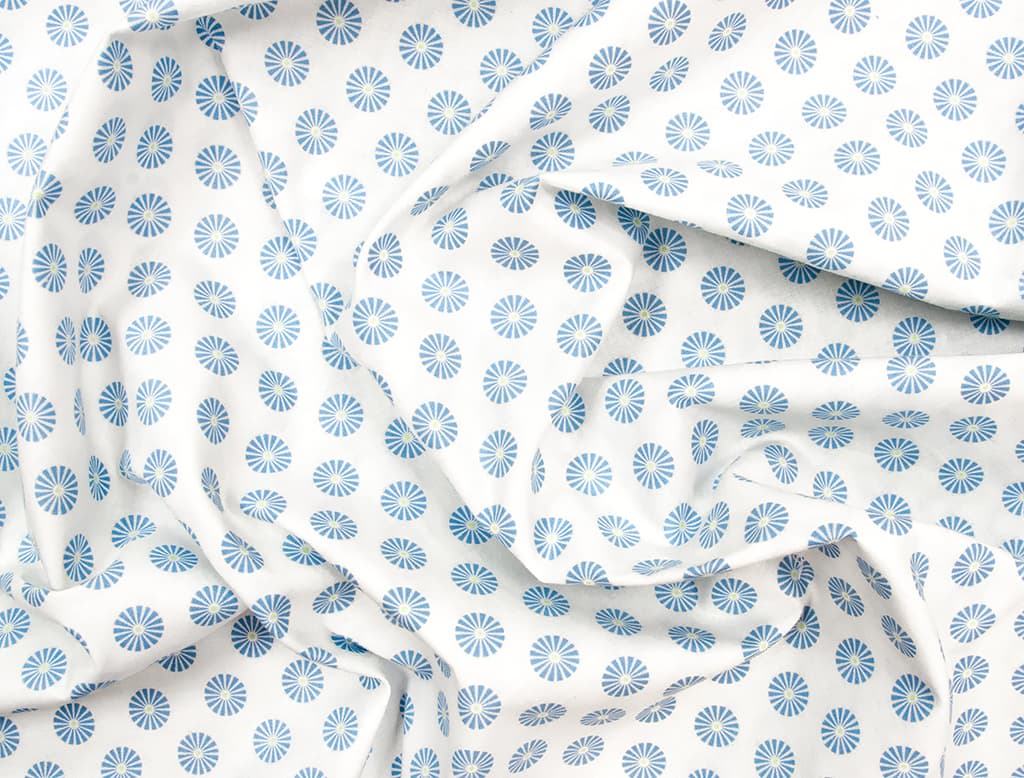 Ткань Gütermann Summer Loft (голубые ромашки на белом) - №1
