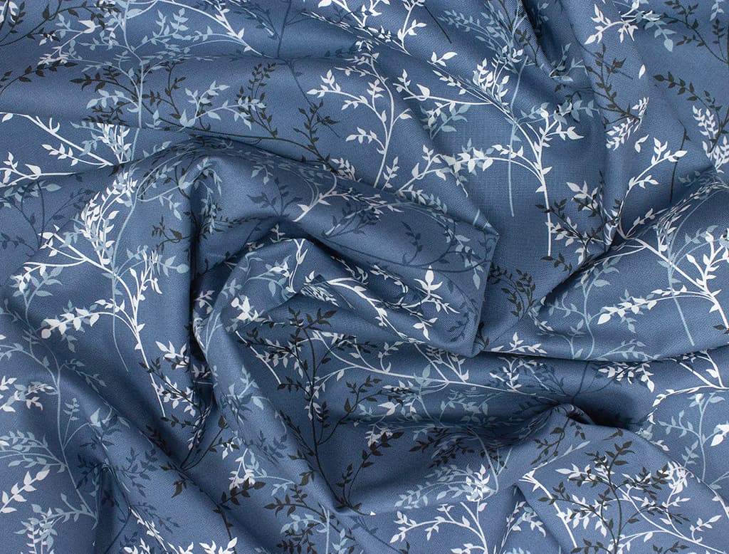 Ткань Gütermann Good Vibes (веточки на серо-голубом) - №1