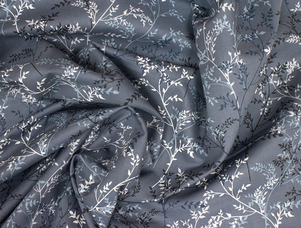 Ткань Gütermann Good Vibes (веточки на сером) - №1