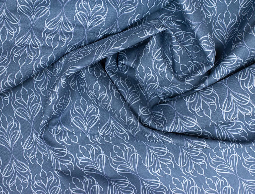 Ткань Gütermann Good Vibes (вензеля на серо-голубом) - №1