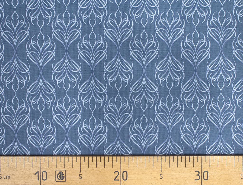 Ткань Gütermann Good Vibes (вензеля на серо-голубом)