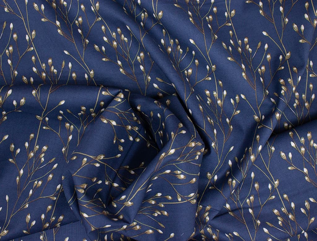 Ткань Gütermann Good Vibes (веточки с бутонами на темно-синем) - №1