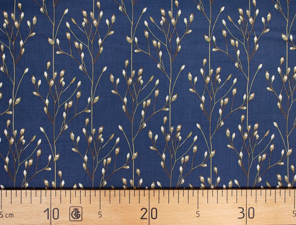 Ткань Gütermann Good Vibes (веточки с бутонами на темно-синем)