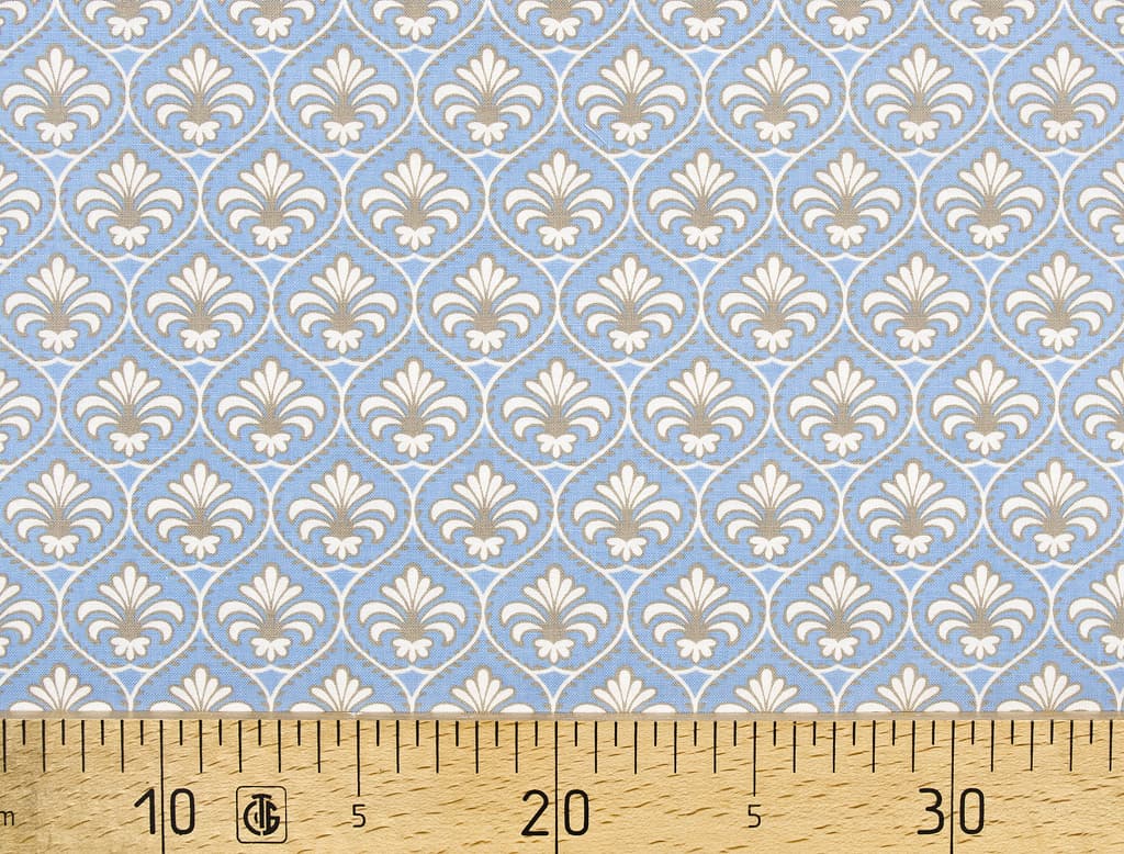 Ткань Gütermann French Cottage (голубой/ажурный рисунок)