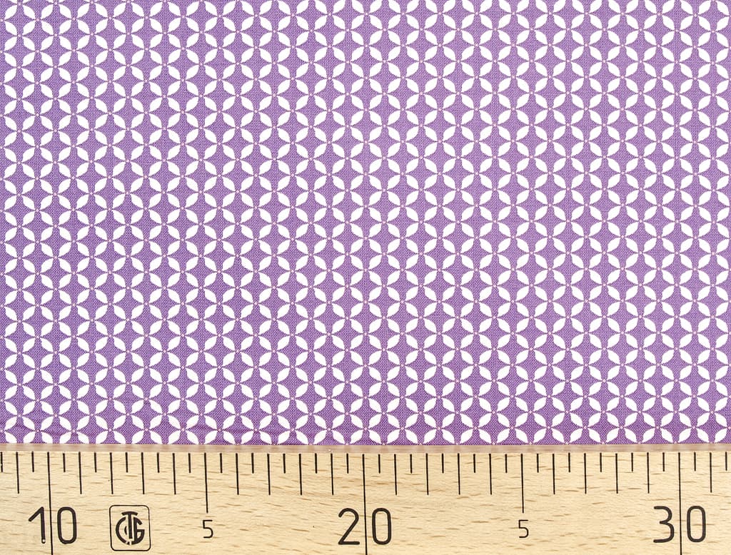 Ткань Gütermann French Cottage (мелкий сиреневый ромбовидный узор на белом)