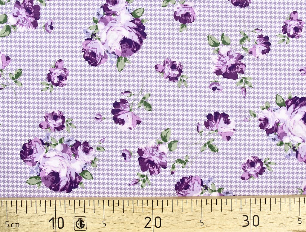 Ткань Gütermann Notting Hill (сиреневая "гусиная лапка"/цветы)