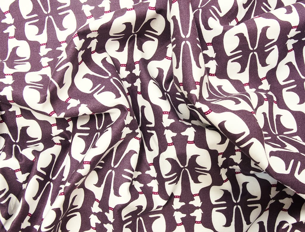 Ткань Gütermann Fenton House (сливовый/белые собаки) - №1