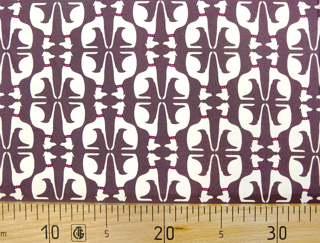 Ткань Gütermann Fenton House (сливовый/белые собаки)