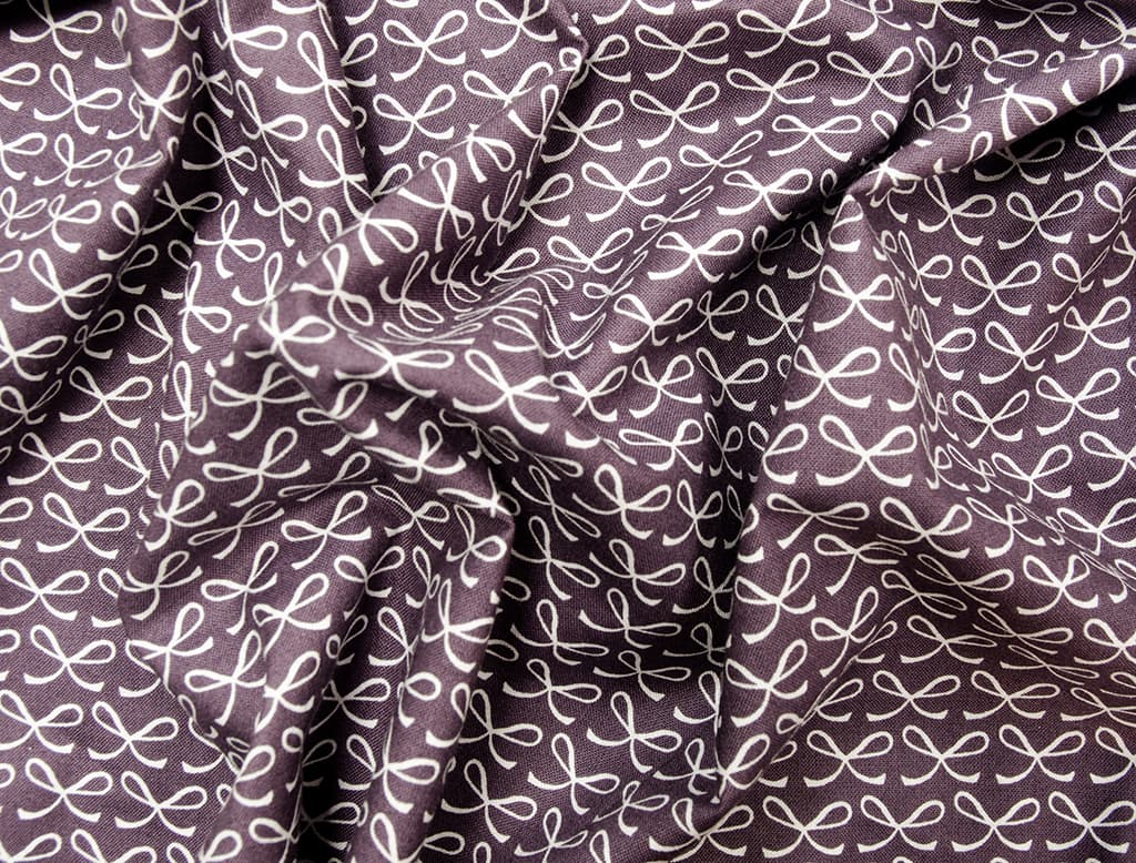 Ткань Gütermann Fenton House (сливовый в белые бантики) - №1