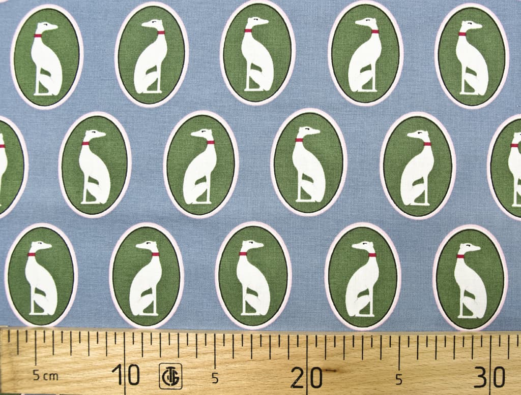 Ткань Gütermann Fenton House (голубой/собака в рамке)