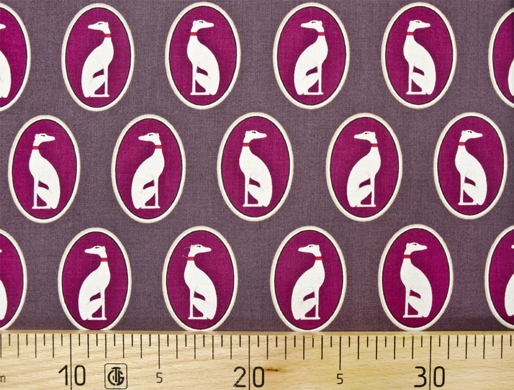 Ткань Gütermann Fenton House (сливовый/собака в рамке)