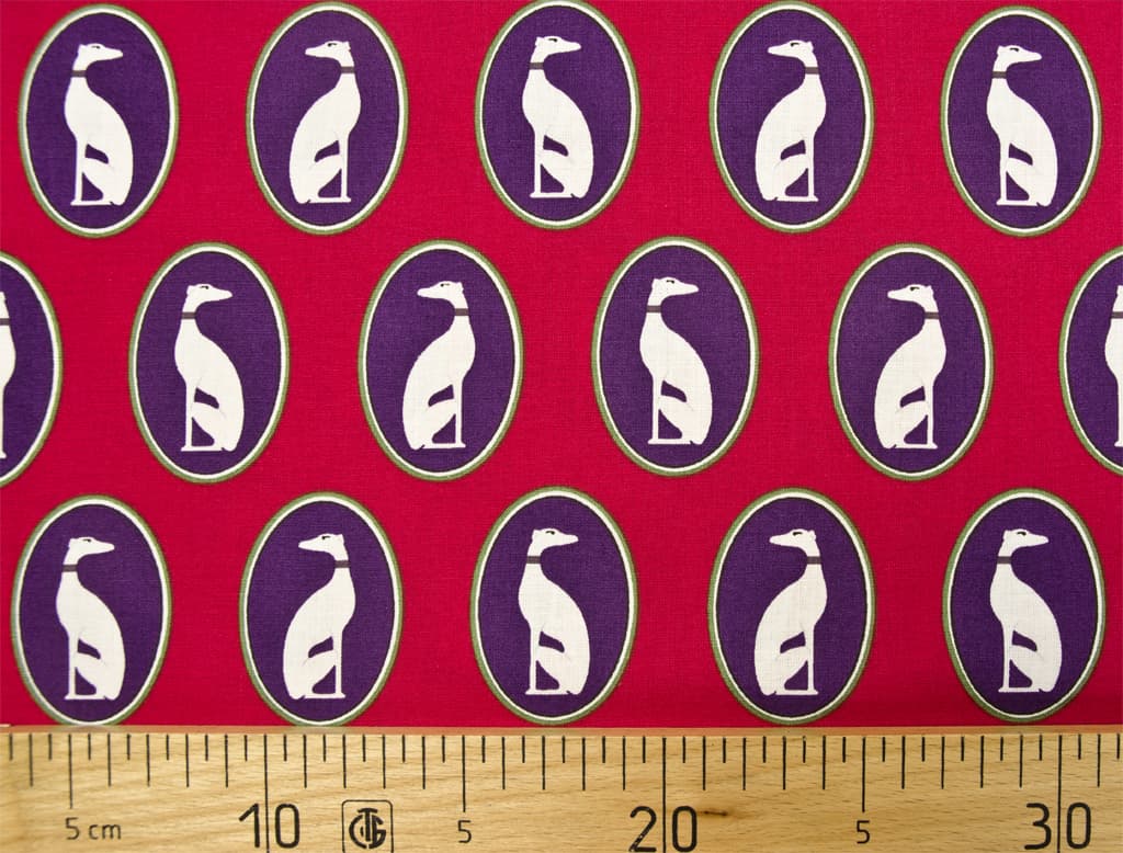 Ткань Gütermann Fenton House (красный/собака в рамке)